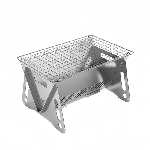Mini lägergrill, bärbar grill i rostfritt stål, bärbar mini-grill för utomhuscamping (liten)