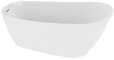 LAVITA Freistehende Badewanne Comodo 1500 Acryl 150x78x72 cm Badewannen Oval Form Moderne Acryl-Wanne Freistehend 2 Personen 250 L Antimikrobielle Beschichtung Weiß Glanz