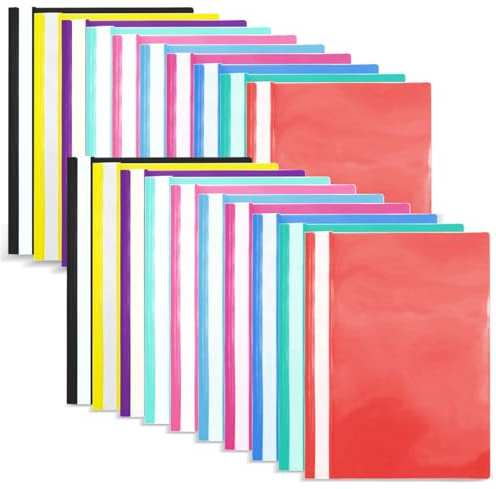 20pcs A4 Project Folders with Clear Cover, Plastic Display Folders, A4 Document Organiser Holder Case for Office School