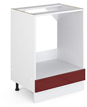 Vicco Herdumbauschrank R-Line, Bordeaux Hochglanz/Weiß, 60 cm, AP Eiche