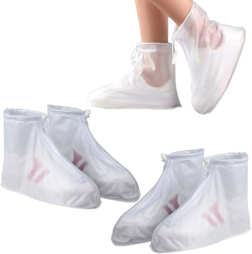 Lot de 2 paires de couvre-chaussures imperméables avec fermeture éclair - Réutilisables - Antidérapantes - Pour la pluie, les jours de neige, les routes boueuses (XL)