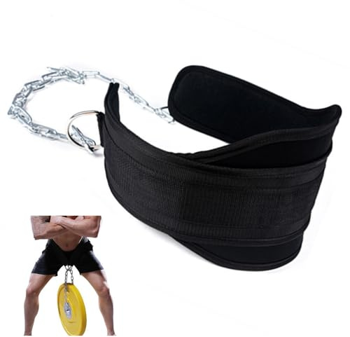 Dip Belt, Dip Belt for Weight Lifting, Adjustable Pull-up & Squat Belt with Chain, Weightlifting Belt with a Steel Buckle, Durable Gym Belt for Strength Training, Resistance Training, Weighted Dips