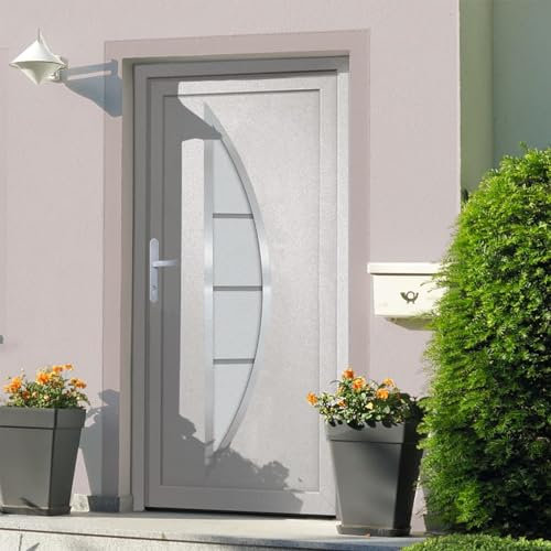 Gecheer Porta di Ingresso,Porta d'ingresso,Porta Esterna in PVC,Porta in PVC per Negozio, Balcone, casa,Portoncino Ingresso Esterno,Portone blindato,Bianca 98x200 cm