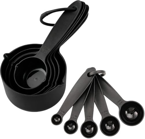 Measuring Cups and Spoons Set - 10 Piece for Baking & Cooking | Kitchen Utensils - Plastic, Nesting, Pour Spout, BPA-Free, Dishwasher Safe, for Baking Accessories