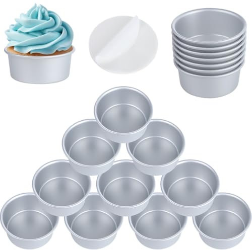 Deskium 18 stampi per torte in alluminio da 10,2 cm con 100 carte da forno, mini teglie per cheesecake, mousse, spugna, pizza e altro