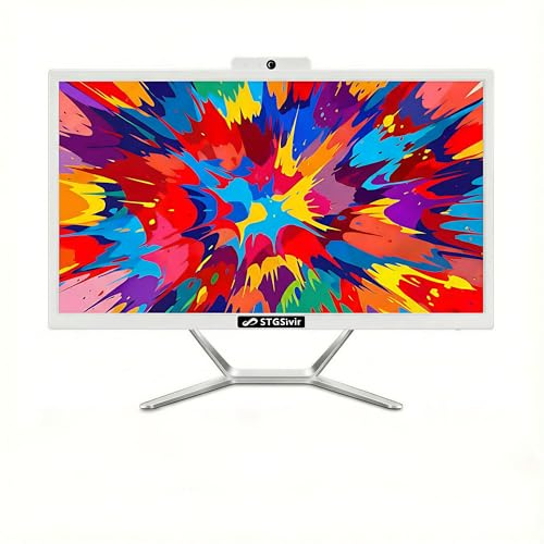 STGsivir All-in-one PC Desktop Computer, 21.5 FHD Display, Core i5 up to 3.6GHz, 16GB RAM, 1TB SSD, WiFi, Bluetooth 5.0, Windows11 Pro, White, for Office & Entertainment