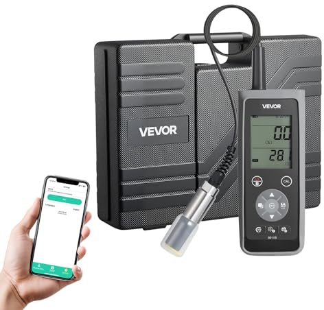 VEVOR Compteur d'Oxygène Dissous Plage de Mesure 0,0-50,0 MG/L, Kit de Test d'Oxygène Dissous Portable avec Câble d'Électrode 4 m, Transfert de Données Bluetooth/USB, Stockage de 750 Données, Bassin