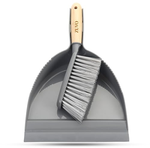 Zuvo - Dustpan and Brush Sets – Indoor & Outdoor Sweeping Brush with Pan – Long Handled Dustpan and Brush Set for Home, Kitchen, Garden – Ergometric Handel and Lasting Bristles