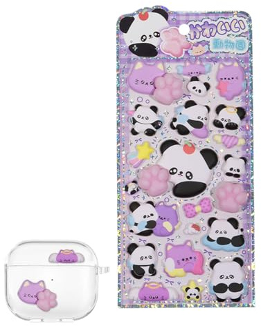 Söta 3D-klistermärken, estetiska panda dekorativa klistermärken – djur scrapbooking dekaler, för mobiltelefonfodral anteckningsbok dagbok laptop pyssel scrapbooking flickor partypresenter