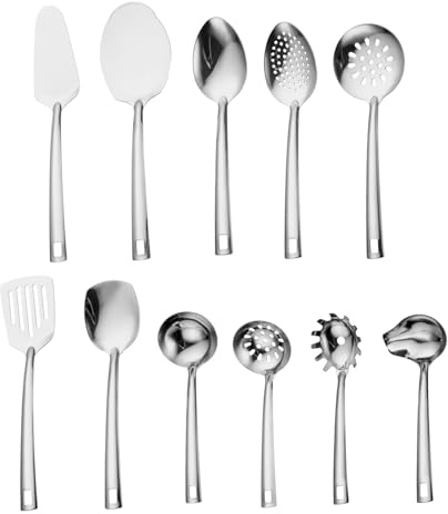 UCFBWO Set med 11 köksredskap i rostfritt stål - Spatul och sked - Köksaccessoarer Home Essentials