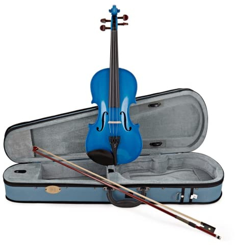 Stentor Harlequin Violin Outfit 4/4 Size, Violin for Intermediates with P&H Fibreglass Bow, Lightweight Case, Colourful String Instrument 1401ABU, Blue