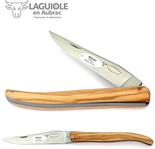 Laguiole en Aubrac L0512RLIL Taschenmesser Randonneur 12 cm, Messer Klinge 10 cm matt, massiver Griff Olive