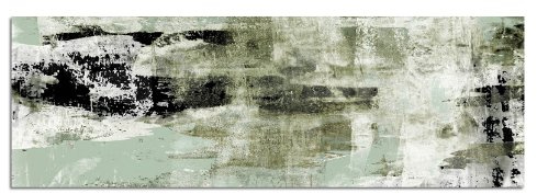 Paul Sinus Art Panoramabild auf Leinwand und Keilrahmen 120x40cm Kunstmalerei abstrakt beige grün