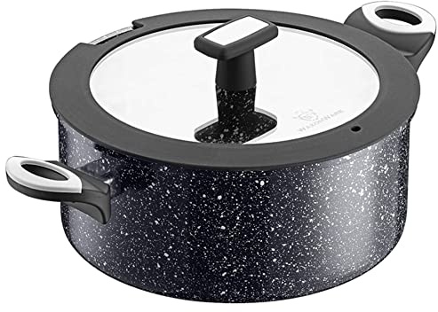 WaxonWare 5.25 Quart Ceramic Nonstick Stock Pot with Lid - Cooking Pot, Non Toxic PFOA Free, Soup With Lid, Induction Compatible Large Pot for Cooking - Stonetec Series