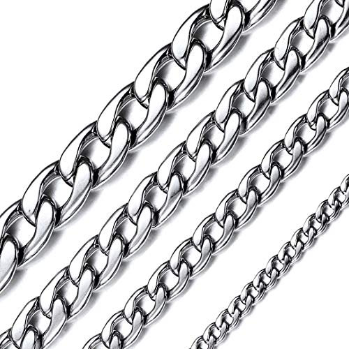 ChainsHouse Kette für Herren Gliederkette Edelstahl Halskette Herren Panzerkette 5mm Kette 61cm Halskette Männer Stabile Kubanische Kette Hip Hop Halsband Halsschmuck für Ehemann