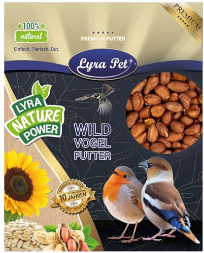 Lyra Pet® | 10 kg Erdnusskerne mit Haut | Vogelfutter für das Ganze Jahr | Naturbelassenes Streufutter | Energiequelle für Wildvögel | Erdnüsse ohne Schale | Proteinreich & Ölhaltig | Gartenvögel