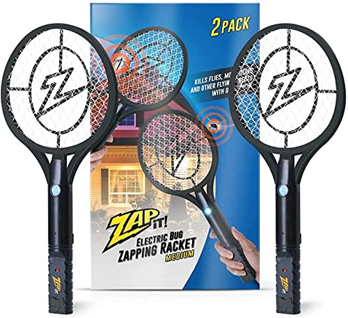 ZAP IT! Bug Zapper - Raqueta recargable para eliminar insectos, 4.000 voltios, cable de carga USB, paquete de 2