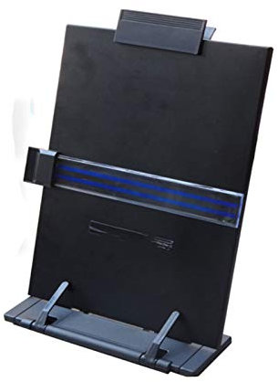 Schreibtisch-Dokumentenhalter, Metall, verstellbare Positionen, mit Leselinienführung, Schwarz