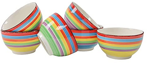 Spetebo Müslischale bunt 14x8 cm - 6er Set - Salat Bowl Schüssel Frühstück Dessert Schale Obstschale