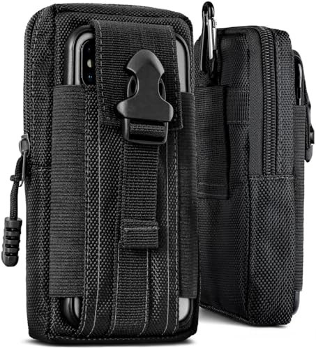 ONEFLOW Survival Case für rephone Handy Gürteltasche aus Nylon mit Karabiner, Taktische EDC Tasche mit Gürtel Halterung, Etui Handyhülle Outdoor Handytasche, Schwarz
