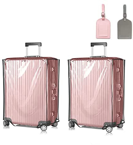 WoYous 2 Stück Koffer Abdeckungen Set 28 Zoll Transparente Kofferschutzhülle PVC wasserdichte Schutzhülle Koffer Wiederverwendbarer Reisekoffer Kratzschutz für 28 Gepäck (28 Zoll)