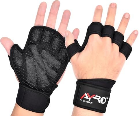 Ayro Belüftete Gewichtheber-Handschuhe für Damen und Herren, Fitness-Handschuhe mit integrierten Handgelenkbandagen für Männer und Frauen, ideal für Gewichtheben, Fitnessstudio, Cross-Training