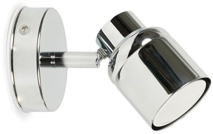ValueLights | Chrome Single Spotlight Adjustable GU10 Wall/Ceiling Light | Ceiling Spots, Home Décor & Improvement Essential | Includes 5W LED Bulb [6500K Cool White] | Mains Wired