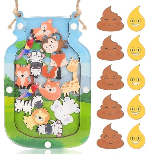 GADITIEK Tableau De Recompense pour Enfant, Apprentissage De La Propreté, Tableau Comportement pour Potty Training Garçons Filles Salles De Classe (poo+Faune)