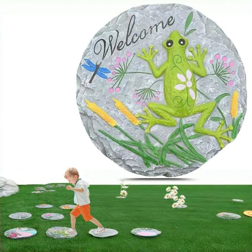 Round Garden Stepping Stones de resina piedra de paso decorpara jardín, 10 pulgadas para pavide de piedra de rodadura del paseo del jardín para emular yaral aire libre césped piedras de decoración(Sty
