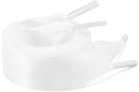 ZOUIQSS Satinband Skosnören 1 par platta skosnören för kvinnor och flickor, ersättningsskosnören för sneakers sneakers sneakers sportskor, Vit