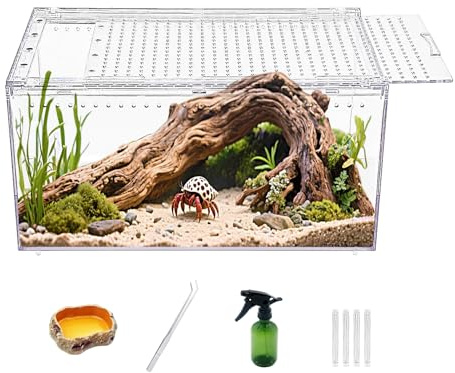 Reptile Growth Reptile PC Terrarium,Tarantula Enclosure,Spider Tank with Magnetic Button.16x10x 8 Lizard Enclosure,Reptile Breeding Tank for Insect,Fish,Tarantula,Hermit Crab,Small Bearded Dragon