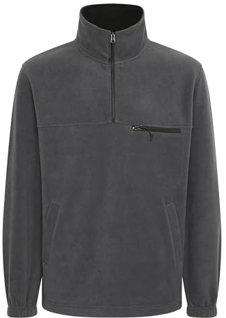 !Solid SDMatzo Pull en polaire pour homme avec col Troyer, poche de poitrine, poches latérales, coupe décontractée, Fer forgé (193907), XL