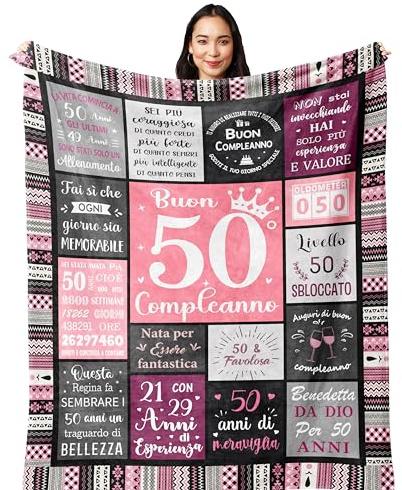 Yesbird 50 Anni Compleanno Donna, Regalo 50 Anni Donna, Gadget 1976, Idee Regalo di 50 Compleanno Amica/Mamma, Regali per Il 50° Compleanno Per Le Donne Coperta 130X150CM