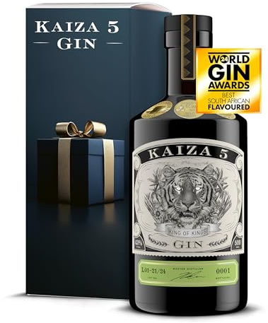 KAIZA 5 GIN – 0,5 l - 43% | La ginebra galardonada de Sudáfrica/Ciudad del Cabo | Fresca, suave, exótica con grosella negra y pomelo | Present
