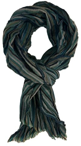 Rotfuchs Sciarpa in cotone, da uomo, estiva, effetto stropicciato, motivo a righe, colore grigio scuro, multicolore, 170 x 20 cm (L x B) (175 x 45 cm)