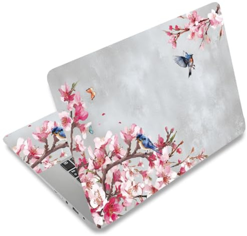 SUPERDANT Flores de Melocotón y Aves Adhesivo para Laptop Estilo Chino Adhesivo para Laptop PVC Pegatina para Computadora Resistente al Polvo y al Agua Decoración de Arte Película Protectora 12 13