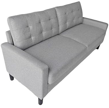 SWEET SOFA® Sofá Dubi 3 Plazas – Diseño Minimalista, Tela Antimanchas, Cojines Desenfundables y Patas de Madera – Sofá Moderno y Confortable para Salón 184 cm Color Gris Claro