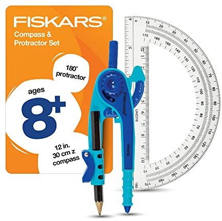Fiskars Geometry Set, Compass and Protractor Set, Color Received May Vary