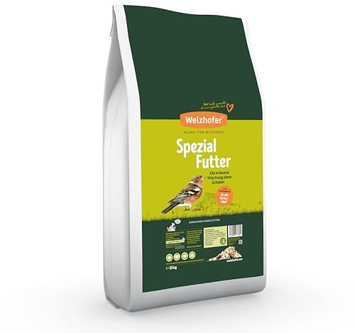 Welzhofer Spezialfutter 25kg - Schalenlose Mischung für Wildvögel für Balkon & Terrasse, perfekt für Beeren- & Körnerfresser. Gesunde Ernährung, Basis für Vitalität & Starkes Immunsystem