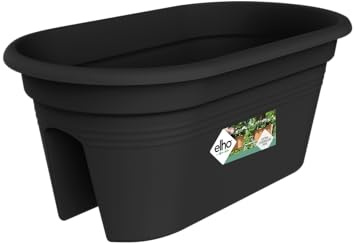 elho Green Basics Flower Bridge 55 - Planter for Balcony & Outdoor - Ø 54.5 x H 22.8 cm - Black/Living Black