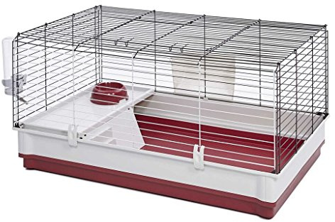 MidWest Homes for Pets 158 Wabbitat Deluxe Rabbit Home, Rabbit Cage, 39.5 L x 23.75 W x 19.75 H Inch, Maroon/White