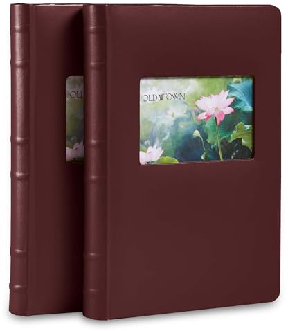 Old Town 2-Pack Bonded Leather Photo Albums, Multi Size Photo Album 5x7 & 4x6 Slots, Acid-Free Photo Album 4x6 300 Photos or 100 5x7 Photos, 50 Double-sided Welded Pages, Burgundy