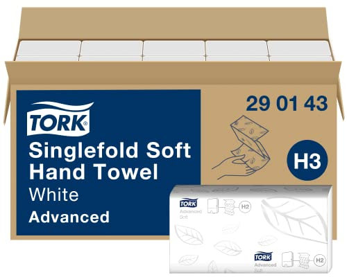 Tork weiche Zickzack Papierhandtücher Advanced 290143 - H3 Falthandtücher für Papierhandtuchspender - saugfähig und reißfest, 2-lagig, weiß - 15 x 250 Tücher