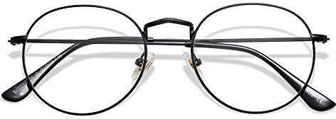 SOJOS Blue Light Blocking Computer Glasses Round Eyewear Anti Blue Light Lens Preppy Chic SJ5024 with Matte Black Frame/Anti-Blue Light Lens