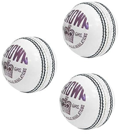 CW Krona vit cricketboll rent läder cricketboll 4 st handgjord boll paket med 3