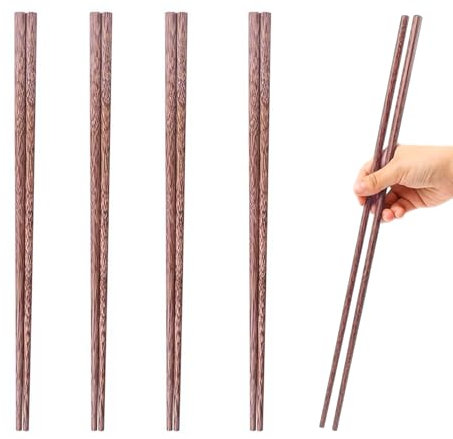 4 Paia Bacchette Legno Lunghe, Bacchette Cucina in Legno, Bacchette Cinesi Legno Lunghe, È Adatto per Piatti Fritti e per Cucinare Spaghetti, Che Possono Prevenire Efficacemente Scottature(30 cm)