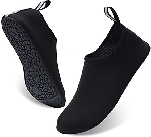 AUXDIQ Zapatos de Agua Hombre Mujer Escarpines Deportes Acuáticos Zapatos de Playa Calzado Surf Escarpines de Baño Negro 36/37 EU