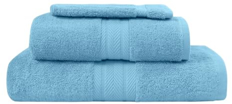 Sensei Maison - Ensemble de Bain 3 pièces (1 Drap de Bain + 1 Serviette de Toilette + 1 Gant) Luxury - - Cobalt
