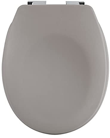 Spirella Premium Toilettendeckel oval Klodeckel mit matten Finish und Softclose Absenkautomatik. Antibakterielle Klobrille aus Duroplast und rostfreiem Edelstahl-Taupe, Thermo hart, Brown