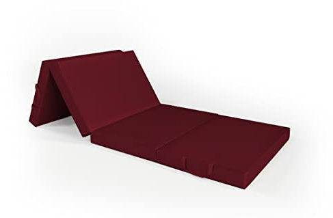 Rollmayer Gästematratze Kollektion Vivid (Weinrot 13, 70x195x8cm), 4-teilige Klappmatratze Reisebett Schaumstoff Matratze zusammenklappbar, faltbar inkl. Graphit Transporttasche Kollektion Oxford